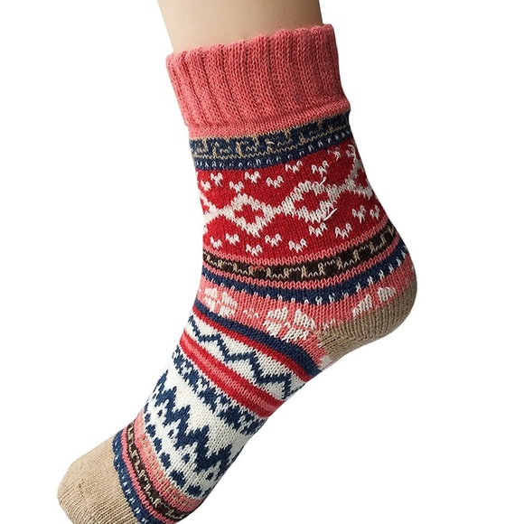 5 Pairs a set Womens Winter Knit Crew Socks - Picture 4 of 8